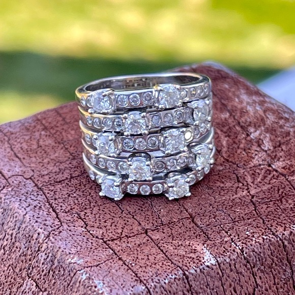 Designer Heirloom Quality 1.5 TCW of full cut diamonds  copyrighted© ring 14K WG - Picture 8 of 17